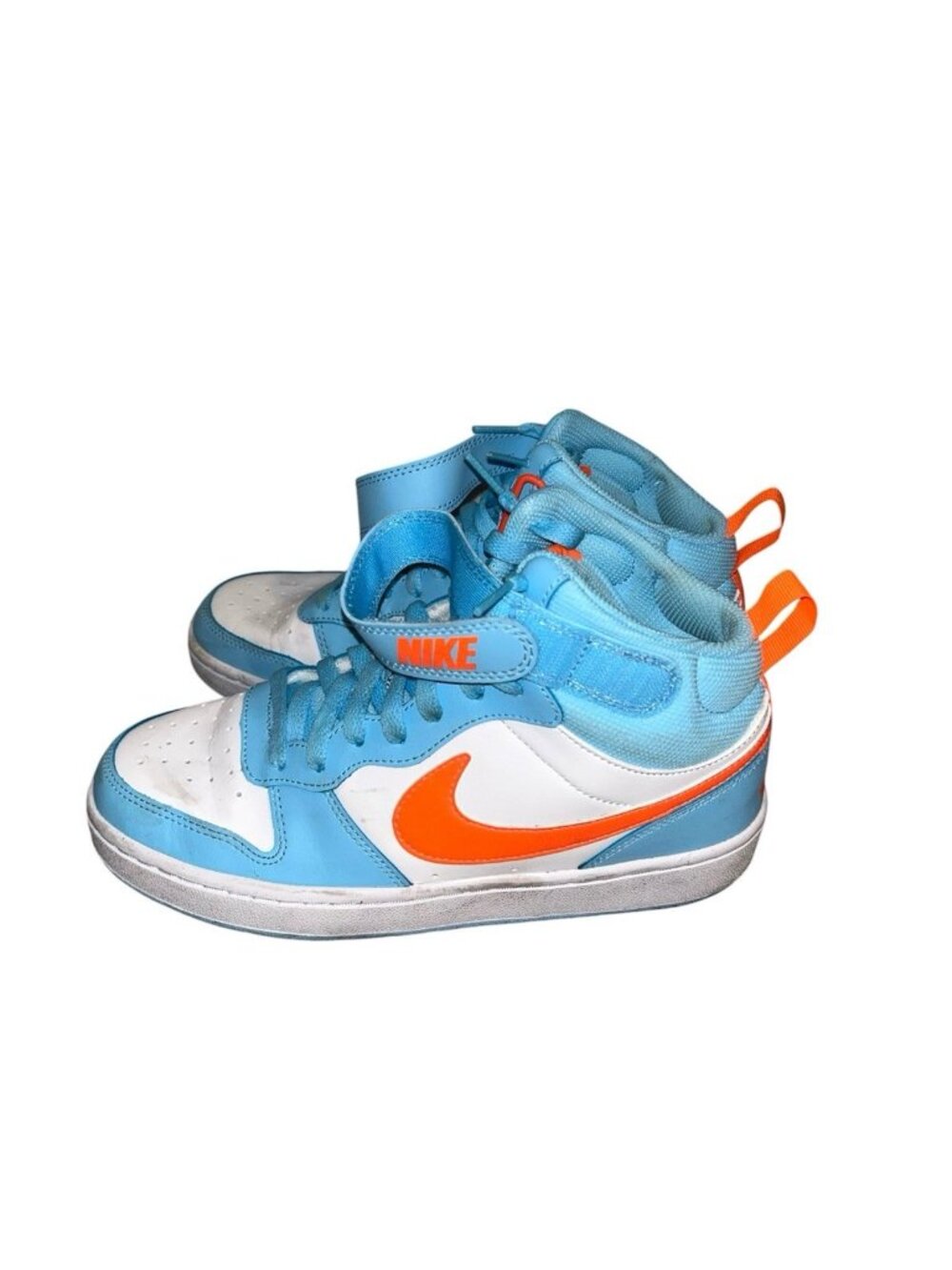 Nike Court Borough Mid 2 Glacier Blue Total Orange High Top Basketball Shoes 6Y